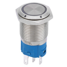 16mm LED Selbstrückstellung Metall-Taster 1NO 1NC Weiß 5V