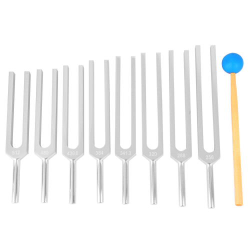 8x Aluminium-Stimmgabeln Silber 256-512Hz 2