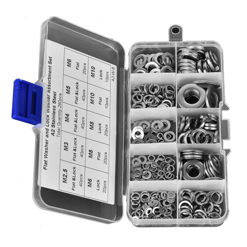 260-teiliges Edelstahl-Scheiben-Set M2.5-M10 1