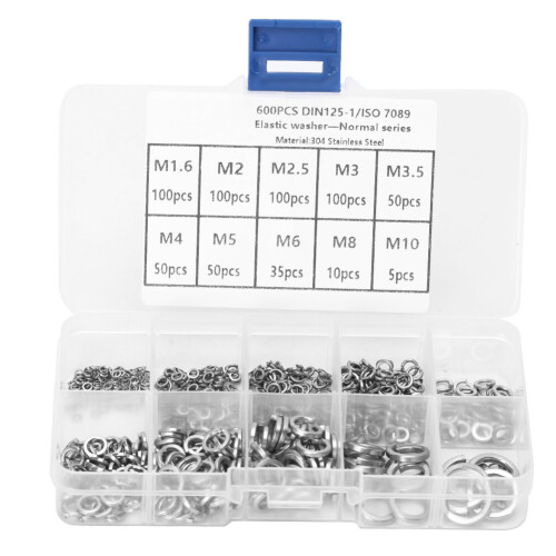 600-teiliges Edelstahl-Scheibenfeder-Set M1.6-M10