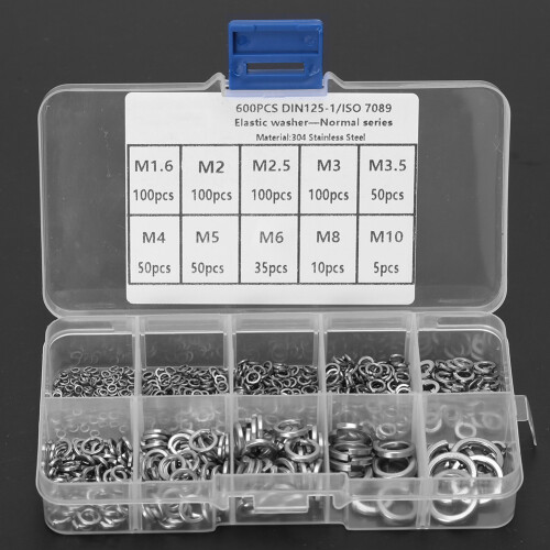 600-teiliges Edelstahl-Scheibenfeder-Set M1.6-M10 2