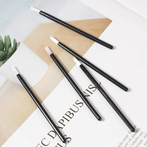 50pcs disposable lip liner brushes plastic handle nylon bristles black 2