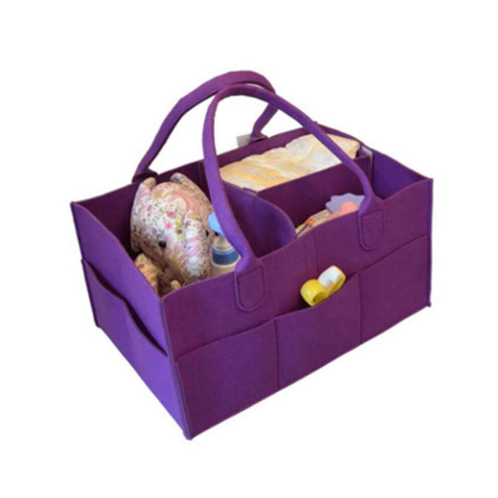 Baby Diaper Caddy Organizer Portable Nappy Organizer Bin Detachable Partition 33 X 23 X 18.5 Cm Purple