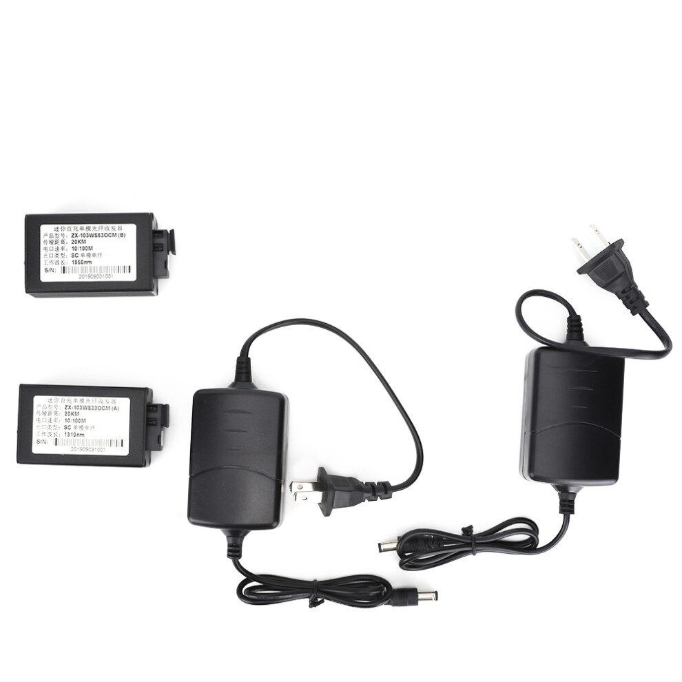 2Pcs Media Converter Single Mode Sc 20Km 10/100Mbps 100-240Vac 610830932299