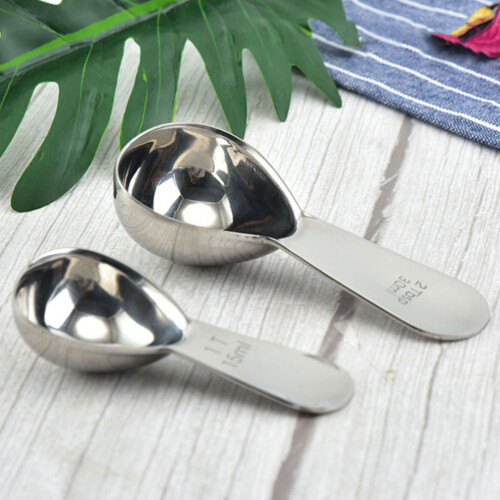 2Pcs Coffee Measuring Scoops Sturdy Stainless Steel Kitchen Spoons 2
