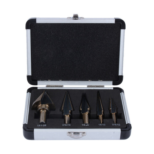 5Pcs Large Cobalt HSS Step Ti Cone Drill Bit Set 2
