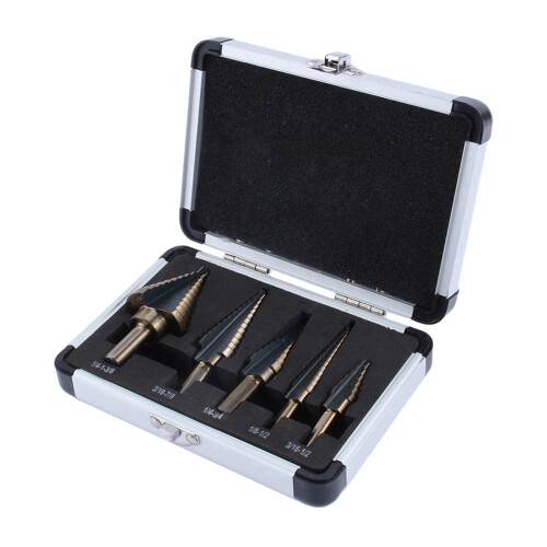 5Pcs Large Cobalt HSS Step Ti Cone Drill Bit Set 1