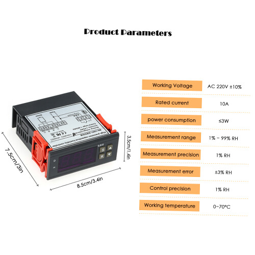 10A 220V Mini Digitaler Feuchtigkeitsregler mit Sensor 1