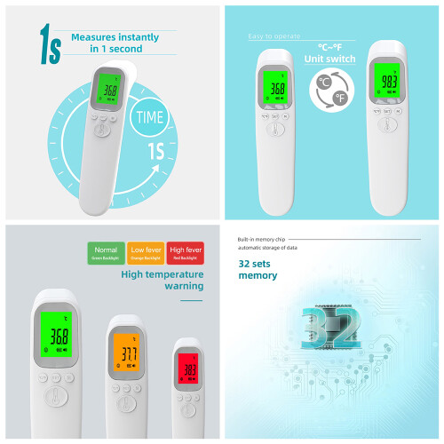 1.3-inch LCD Infrared Thermometer No-Touch Forehead Temp Memory 2