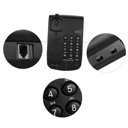 Wandhalterung Telefon mit Hörer Pause/Weiterrufen/Stummschalt 2