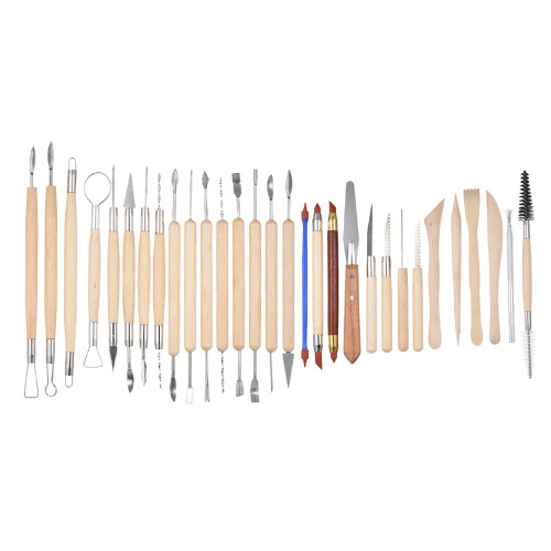 30x Tonmodellierwerkzeug Set Holzschaber 2