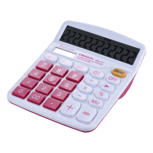 Handheld Solar-Batterie-Rechner 12-stellig Rose Rot 1