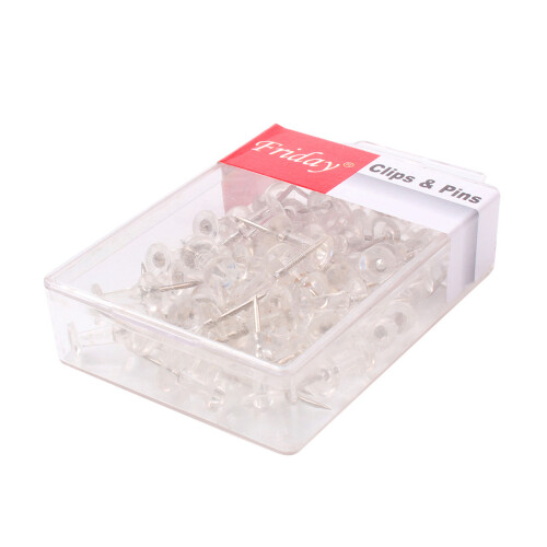 50x Transparent Push Pins Plastic Head Metal Point Wall Tacks 1
