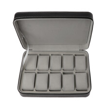 10Slot Leather Watch Box Portable Watch for Case Display-Black