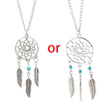 Filigree Tribal Dream Catcher Pendant Necklace Dangling Leave