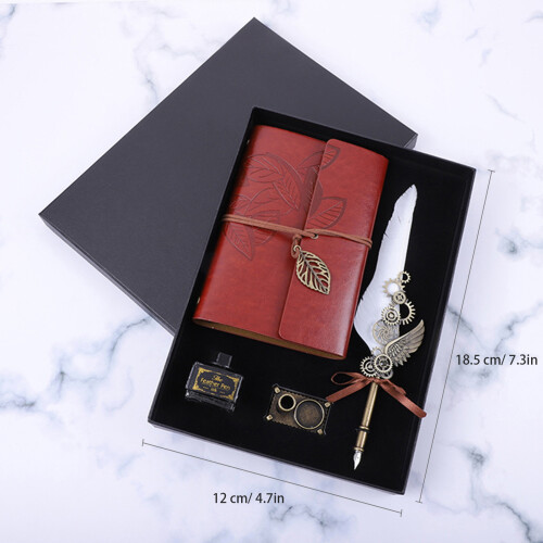 Vintage Quill Pen Calligraphy Set with Ink, Notebook, Pen Holder 1