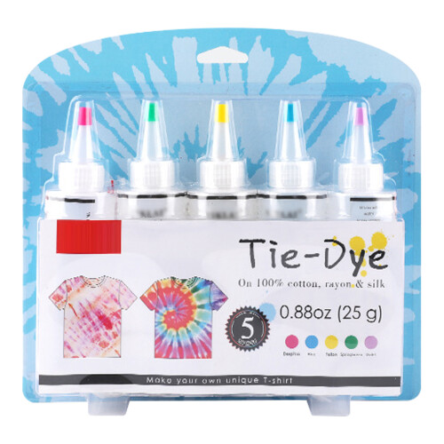 5 Farben Tie-Dye-Set Stofffarbe 120ml Zubehör