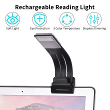 Wiederaufladbare LED-Leseleuchte mit Magnetclip, 3 Farbtemperaturen