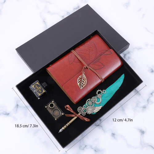 Vintage Quill Pen Calligraphy Set with Ink, Notebook, Pen Holder 1