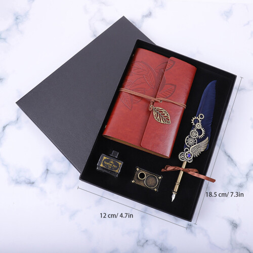 Vintage Quill Pen Calligraphy Set with Ink, Notebook, Pen Holder 1