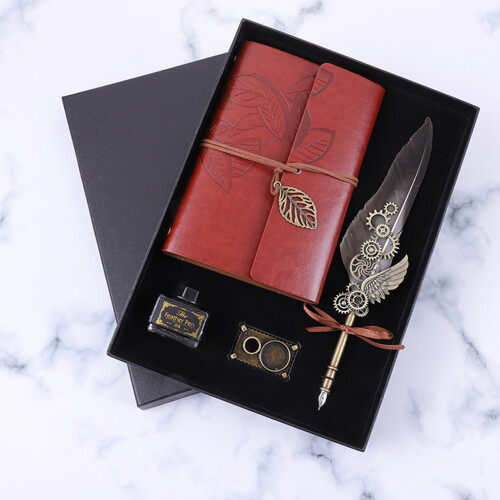 Vintage Quill Pen Calligraphy Set with Ink, Notebook, Pen Holder 2