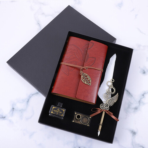 Vintage Quill Pen Calligraphy Set with Ink, Notebook, Pen Holder 2