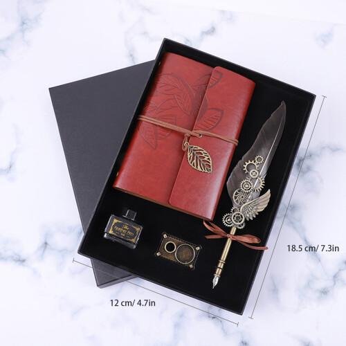 Vintage Quill Pen Calligraphy Set with Ink, Notebook, Pen Holder 1