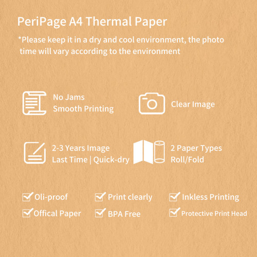 PeriPage Falt-Thermodrucker A4 210x297mm 100 Blatt