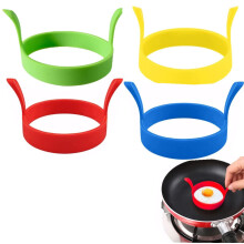 Silicone Egg Rings 4-Pack Round Professional Pancake Mold for Non-Stick Fried Eggs, Egg Cooker Rings, Heat-Resistant