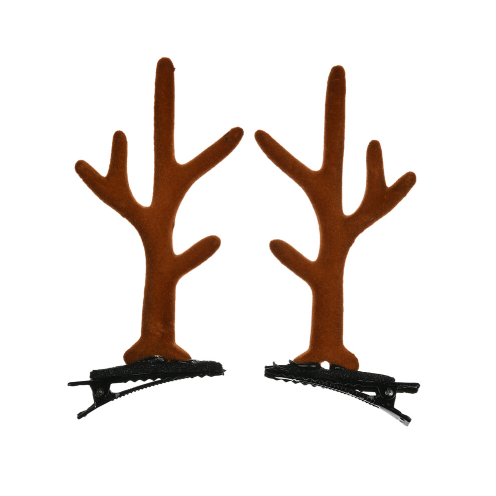 Christmas Hair Clip, Reindeer Hair Clips for-Brown antlers-image-OPC-PMCMBCQ-NEW