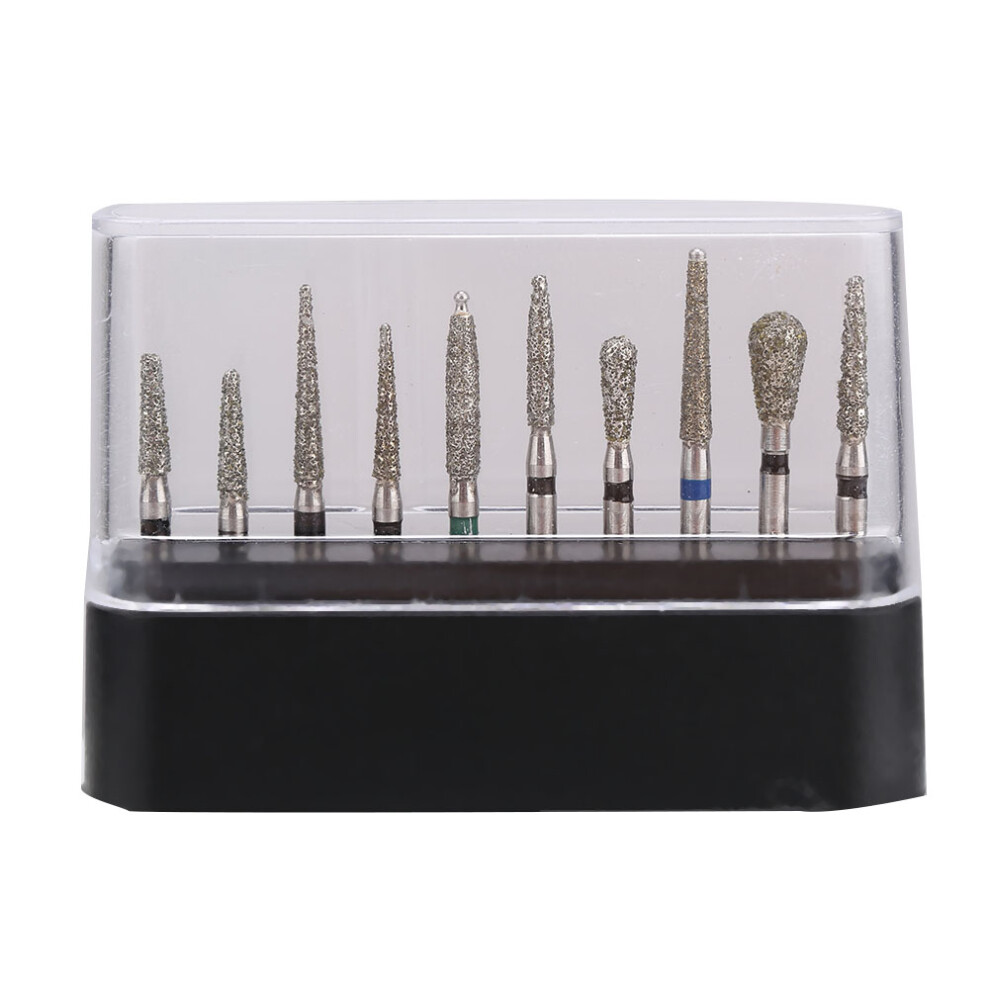 10Pcs/Set Dental Diamond Burs Fg 1.6Mm High Speed Handpiece Emery Bits 610830942496