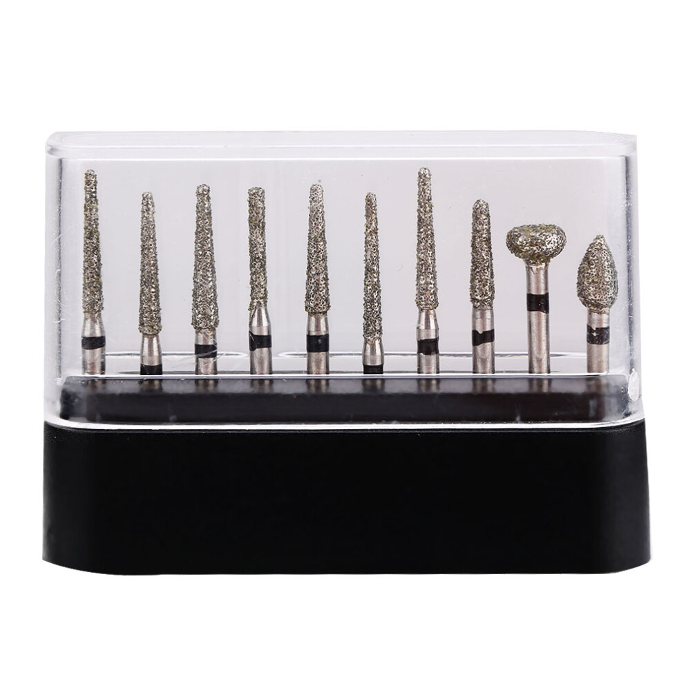 10Pcs/Set Dental Diamond Burs Fg 1.6Mm High Speed Handpiece Emery Bits 610830942526