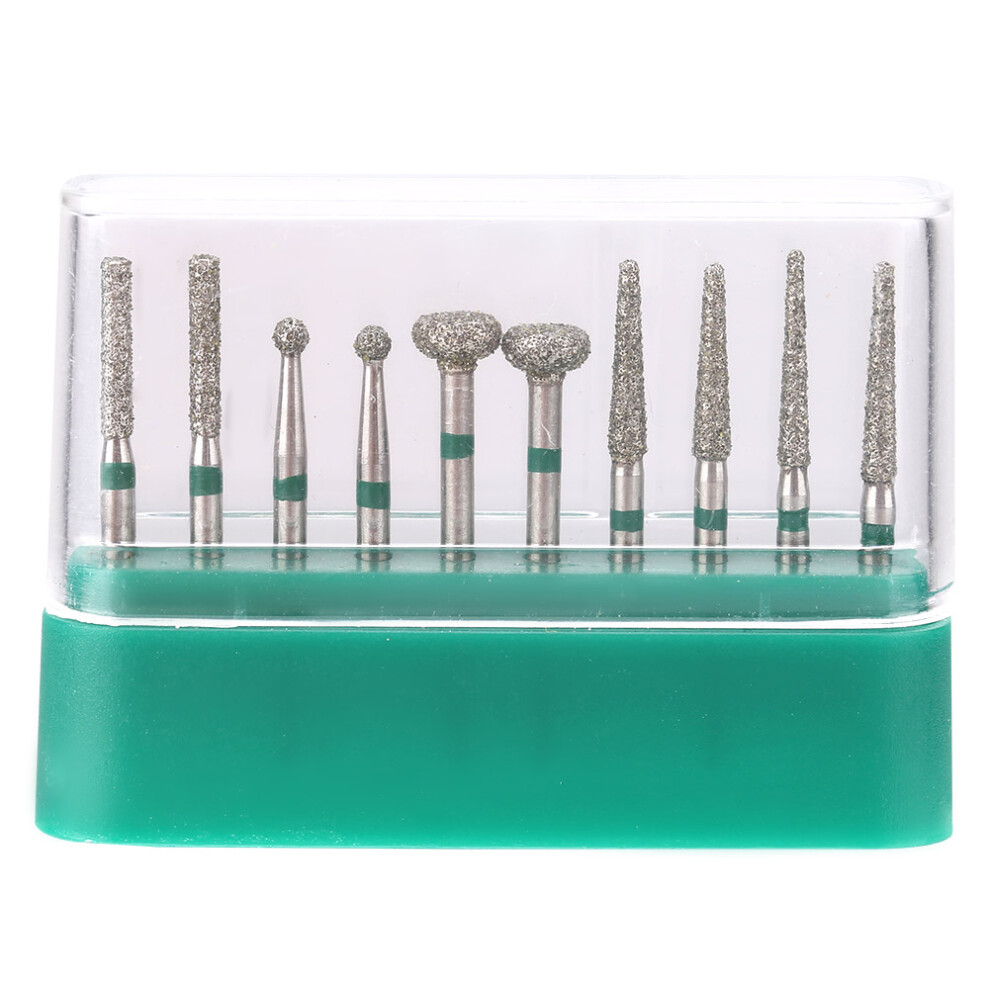 10Pcs Dentistry Stainless Steel 1.6Mm Round Handle Diamond Burs 610830942533