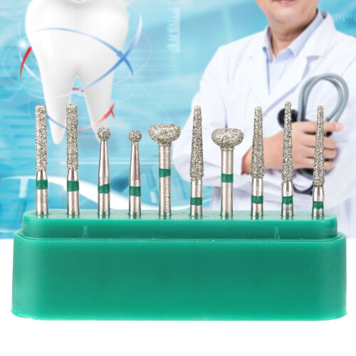 10pcs Dentistry Stainless Steel 1.6mm Round Handle Diamond Burs 2