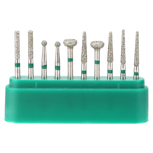 10pcs Dentistry Stainless Steel 1.6mm Round Handle Diamond Burs 1