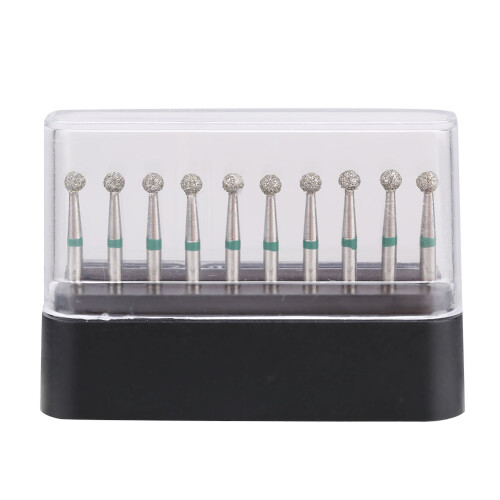 10x Edelstahl-Rundgriff-Dentaldiamantbohrer 1,6mm 1