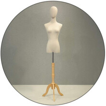Female Mannequin Body Dress Form, Linen Fabric, Cloth Head, Adjustable 132-192cm, Detachable Tripod Stand, Yellow