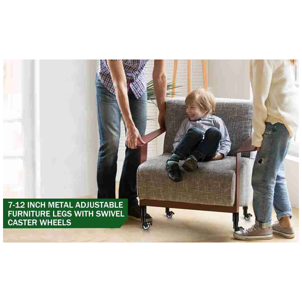 4Pcs Adjustable Table Leg Extender With Casters 22.48-35.99Cm Metal 323163283944