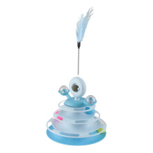 (Blue) Cat Ball Tower Toy with Feather Catnip 4 Layer Pink