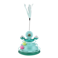 (Mint Green) Cat Ball Tower Toy with Feather Catnip 4 Layer Pink