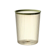 Transparent Trash Can Without Lid Cylindrical Plastic Rubbish Bin Large Capacity Office Container Green