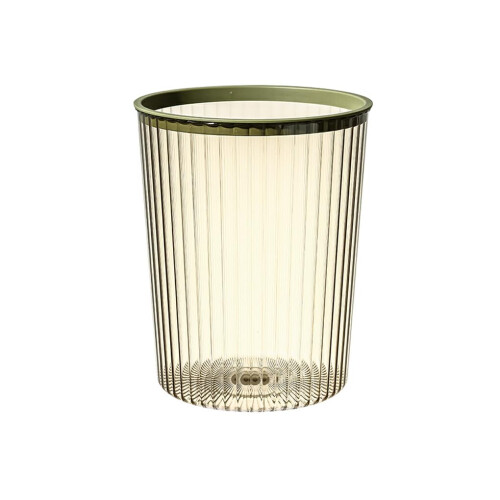 Transparent Trash Can Without Lid Cylindrical Plastic Rubbish Bin Large Capacity Office Container Green
