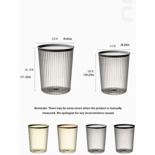 Transparent Trash Can Without Lid Cylindrical Plastic Rubbish Bin Large Capacity Office Container Green 2