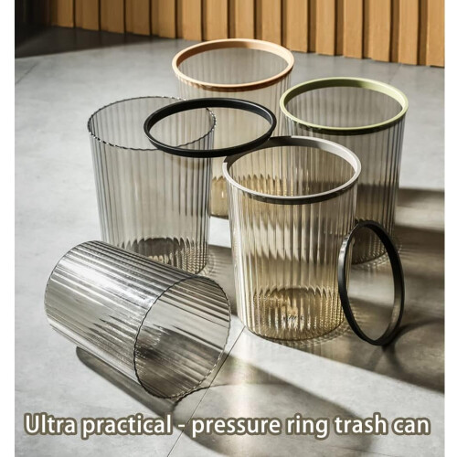 Transparent Trash Can Without Lid Cylindrical Plastic Rubbish Bin Large Capacity Office Container Green 1