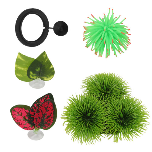 5Pcs Betta Fish Leaf Pad Simulation Ornament Feeder Spawning Rest Set 1