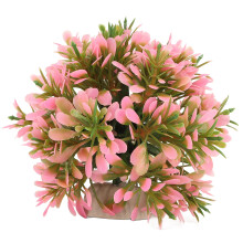 (Pink) Artificial Aquarium Grass Ball Colorfast Plastic Pink