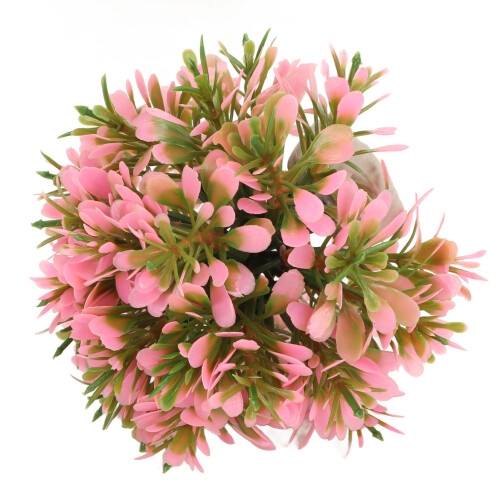 (Pink) Artificial Aquarium Grass Ball Colorfast Plastic Pink 2