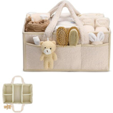 Baby Storage Basket Diaper Storage, Nappy Storage, Newborn Organizer, Portable Compartment White