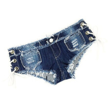 Denim Stringhotpants Clubwear Kurze Hosen Jeansshorts
