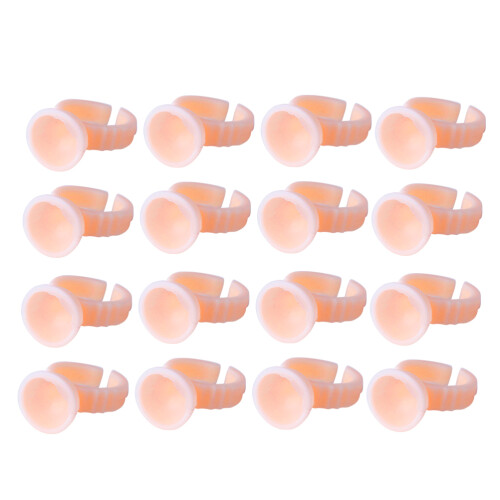 100Pcs Pink Disposable Silicone Pigment Rings Holder